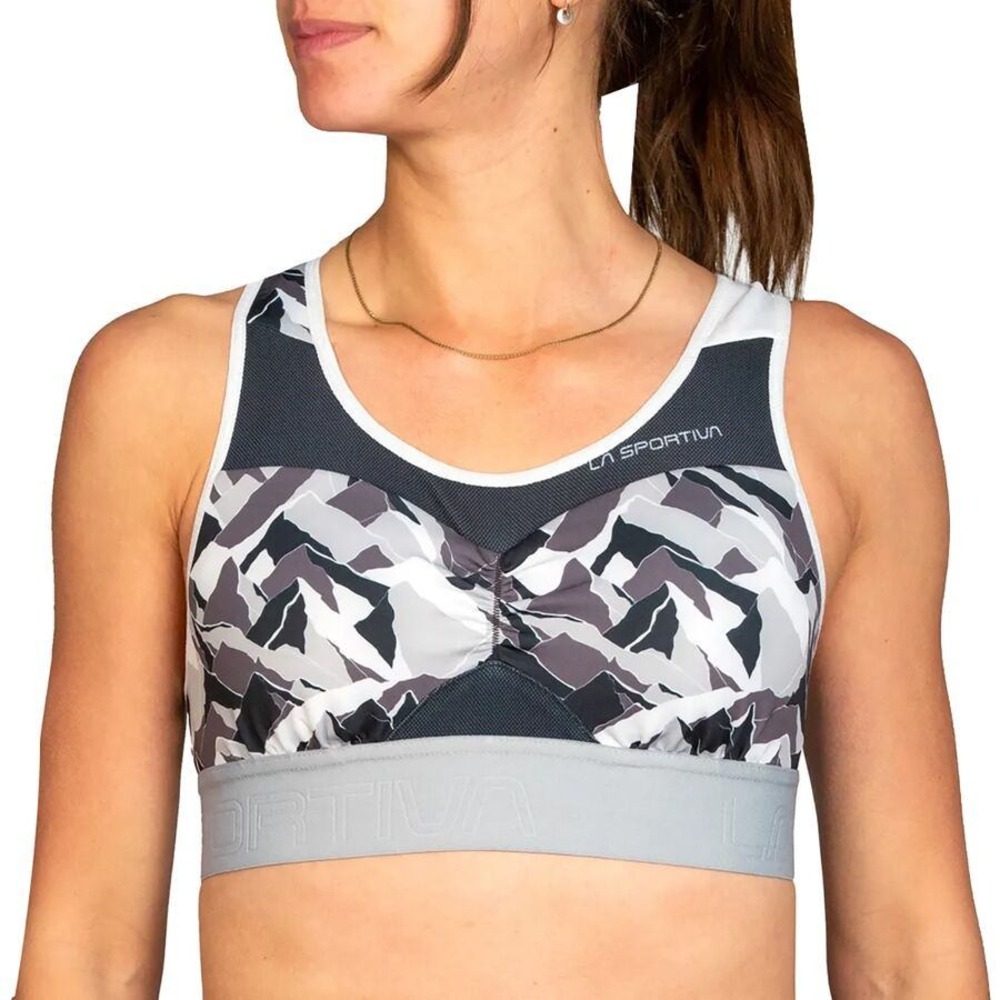La Sportiva Captive Top W Mountain Print Racerback Sports Bra‎ Grey Black Medium